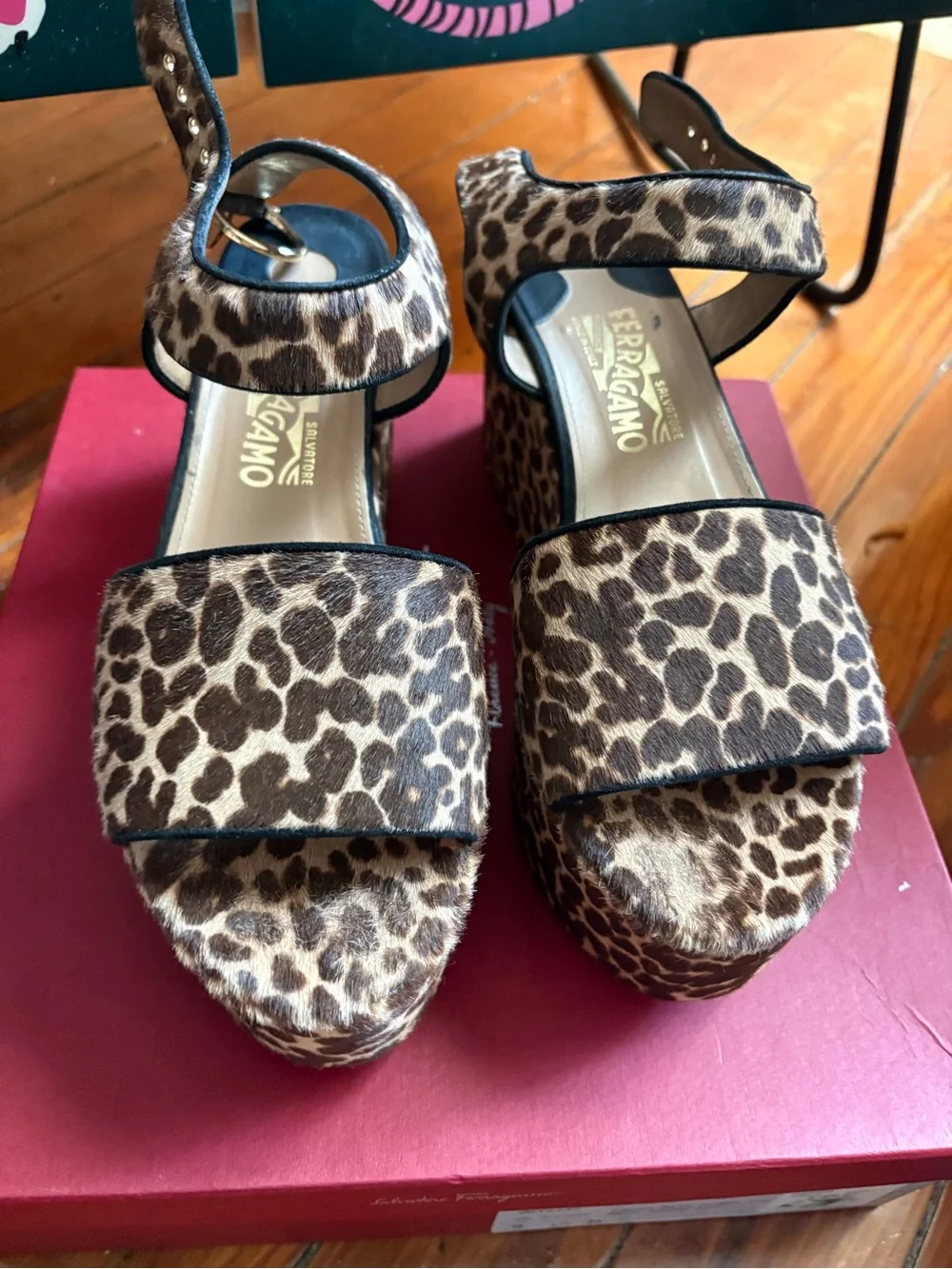 Salvatore Ferragamo Leopard-Print Platform Sandals - Brown & Black